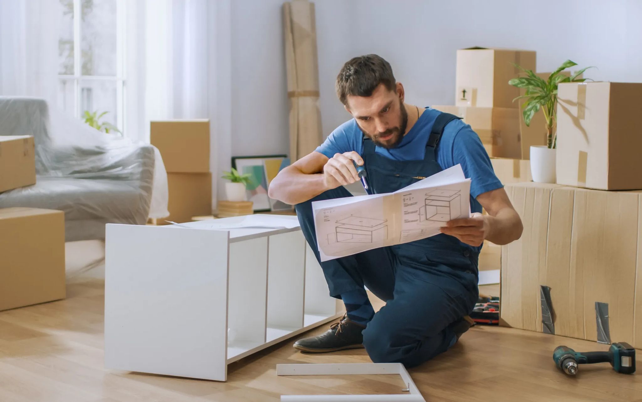 carpenter building a desk